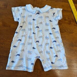 Baby Luigi Whale Print Baby Romper blue white size 18 months 100% cotton